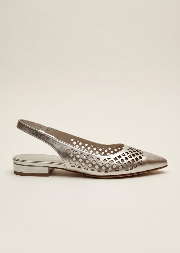 Slingback Silver Flats