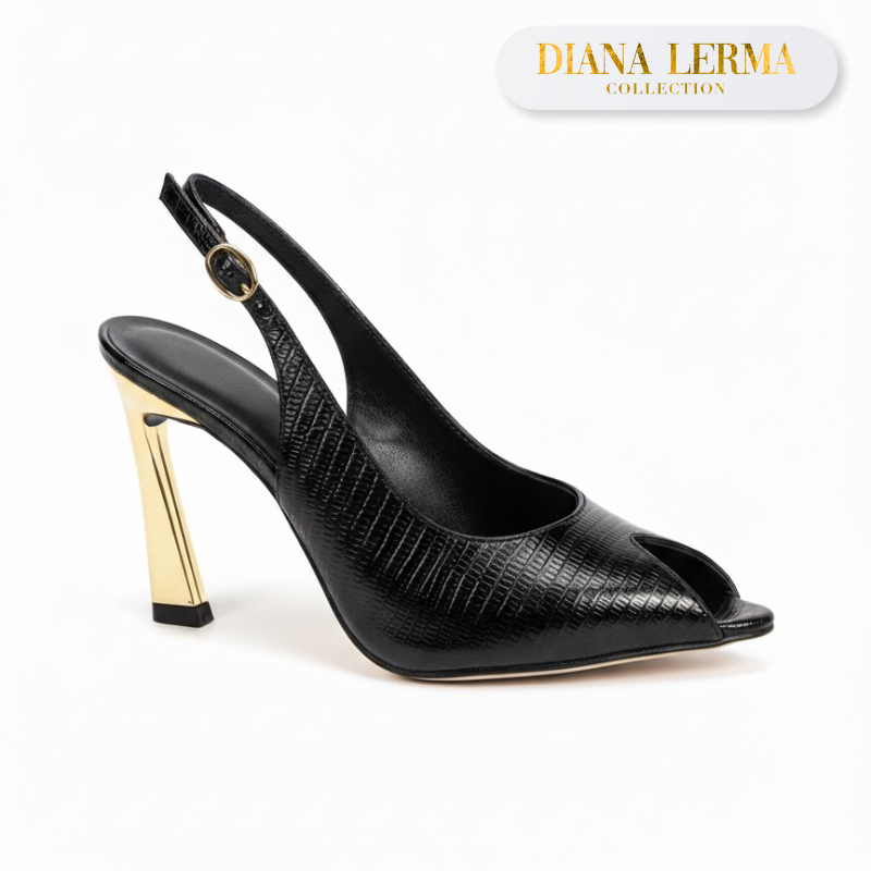 Gold Detail Black Heels