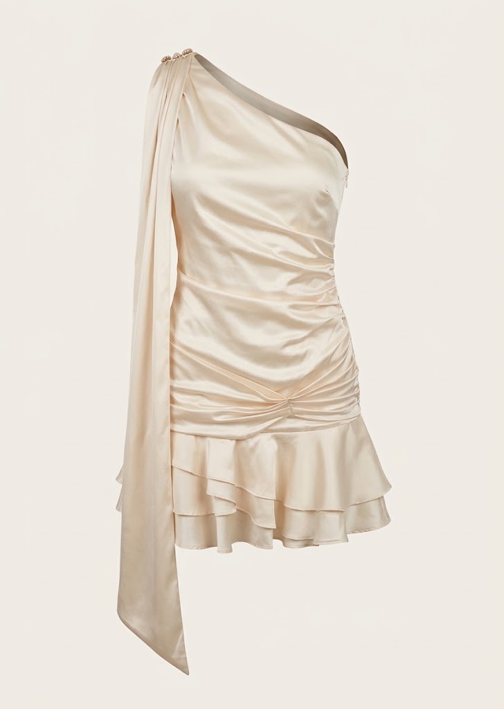 One Shoulder Satin Mini Dress