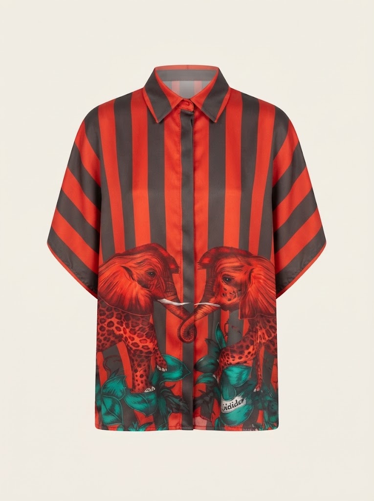 Striped Elephant Print Blouse