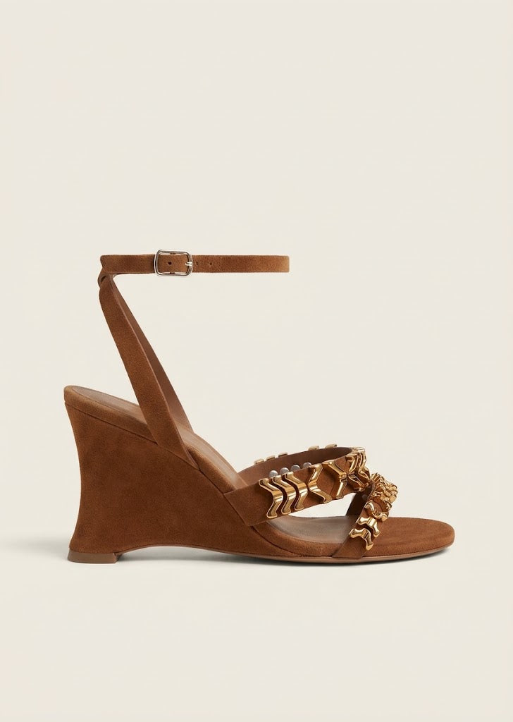 Camel Strappy Wedges