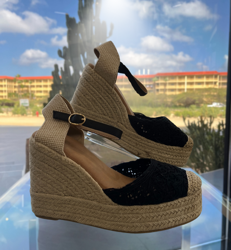 Black and Beige Wedges