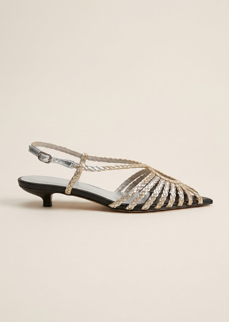 Strappy Slingback Kitten Heels