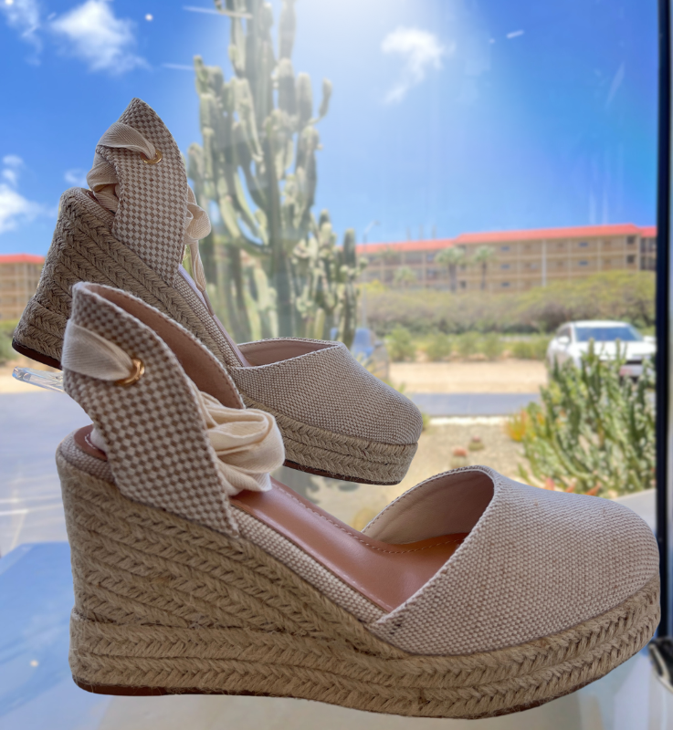Natural Ankle Strap Wedges