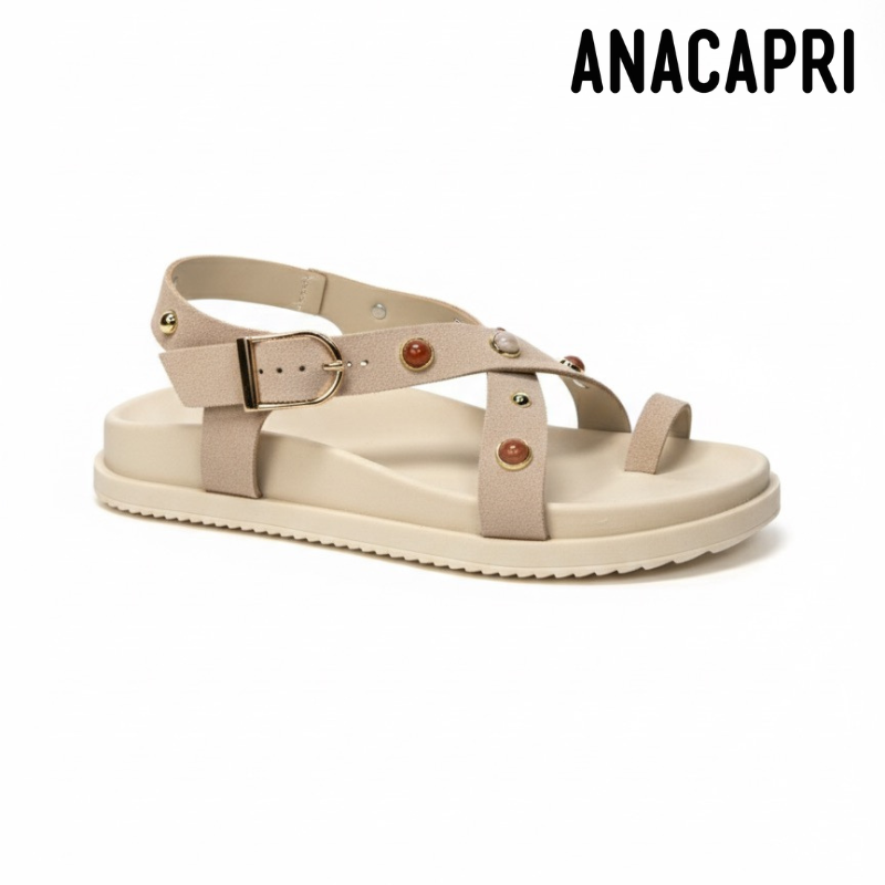 Creme Studded Strappy Sandals