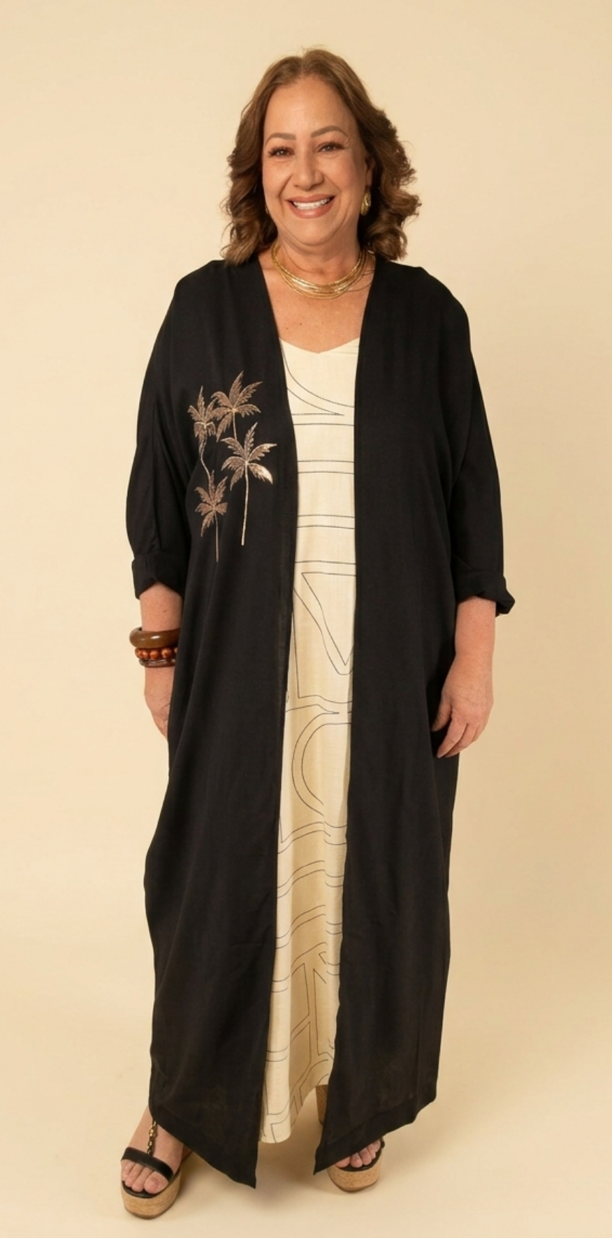 Black Palm Detail Tunic