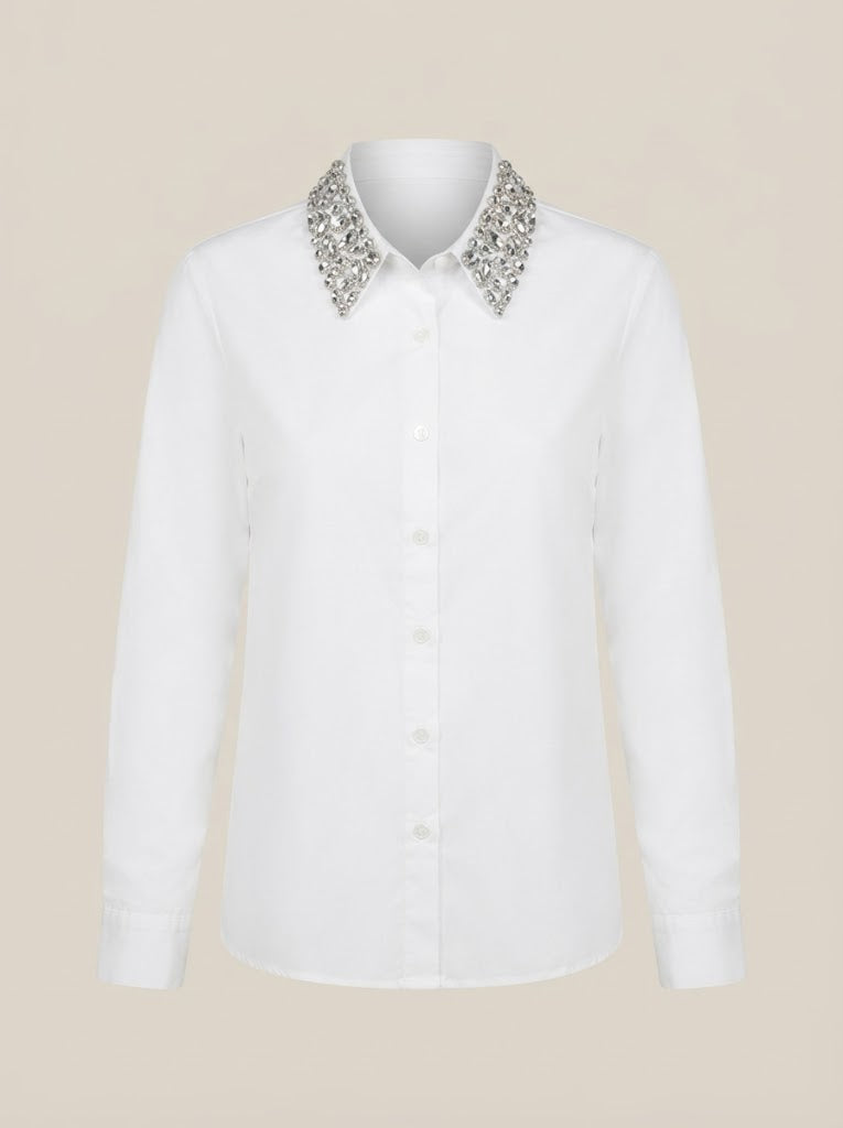 Crystal Embellished Collar Blouse
