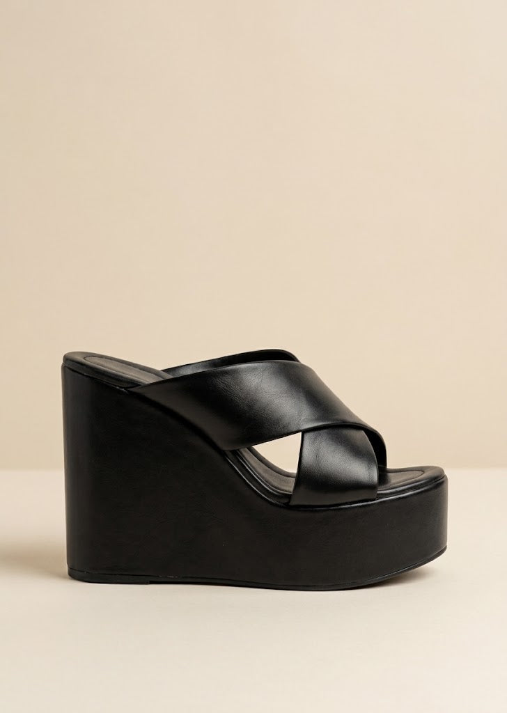 Cross Strap Slide Wedges
