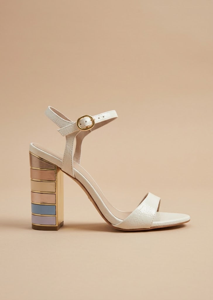 Multi Detail White Block Heels