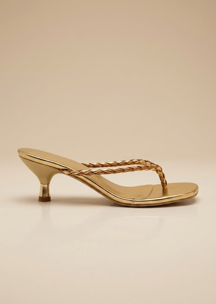 Gold Slide Kitten Heels