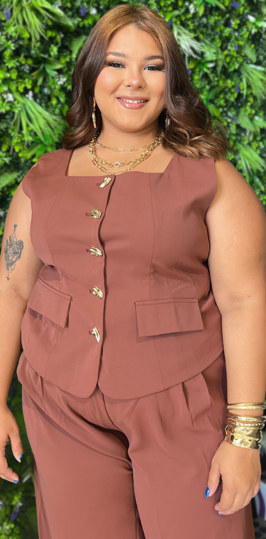 Brown Vest Top