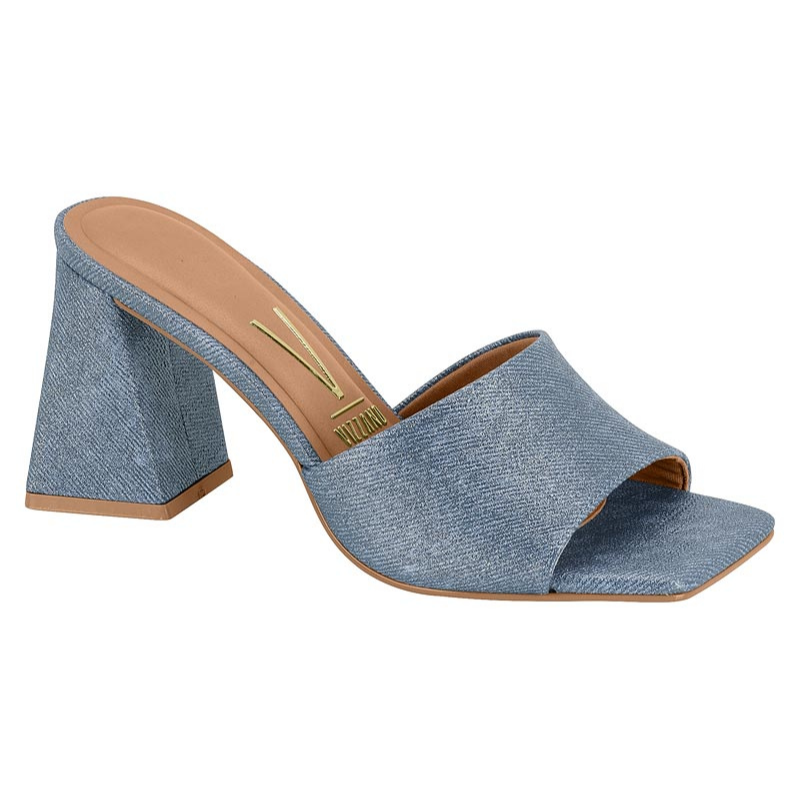 Denim Blue Slide Block Heels