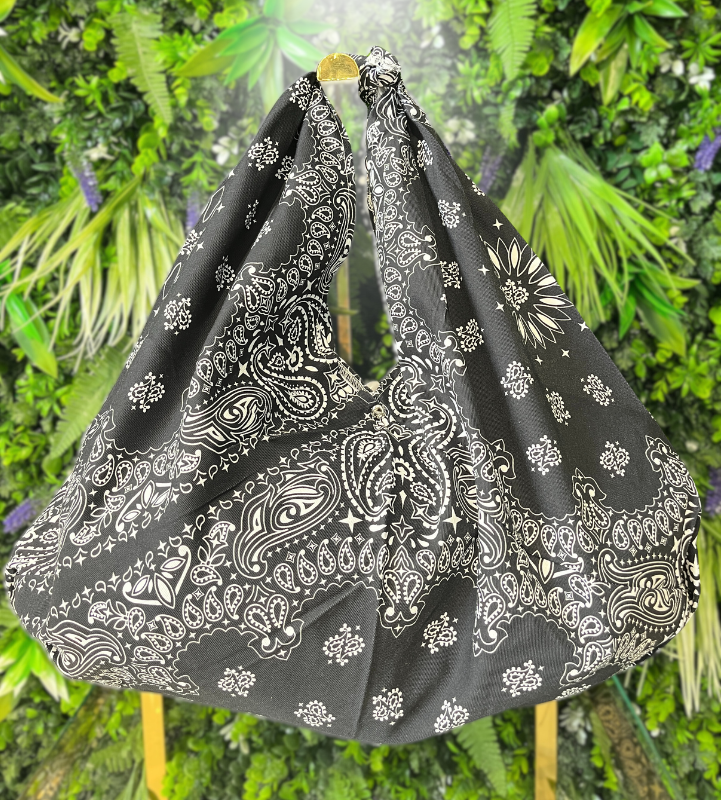 Black Scarf Print Bag