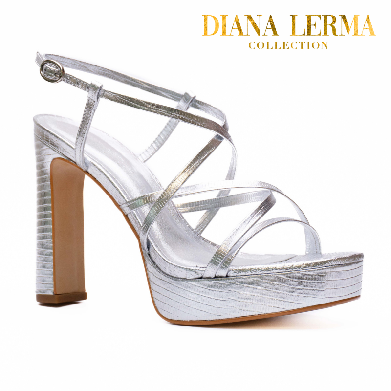 Silver Strappy Block Heels