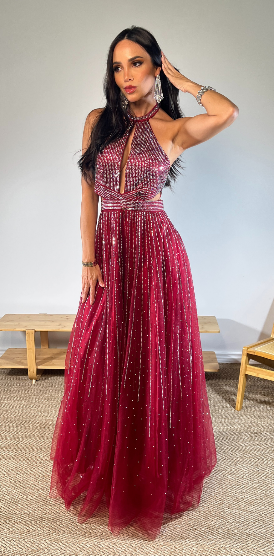 Burgundy Studded Gown