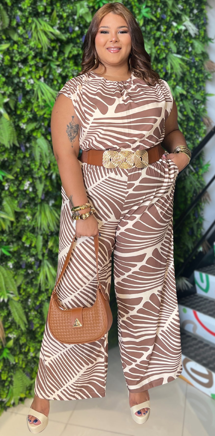 Brown Print Jumpsuit