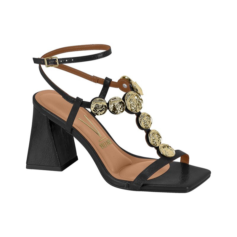 Gold Details Strappy Block Heels
