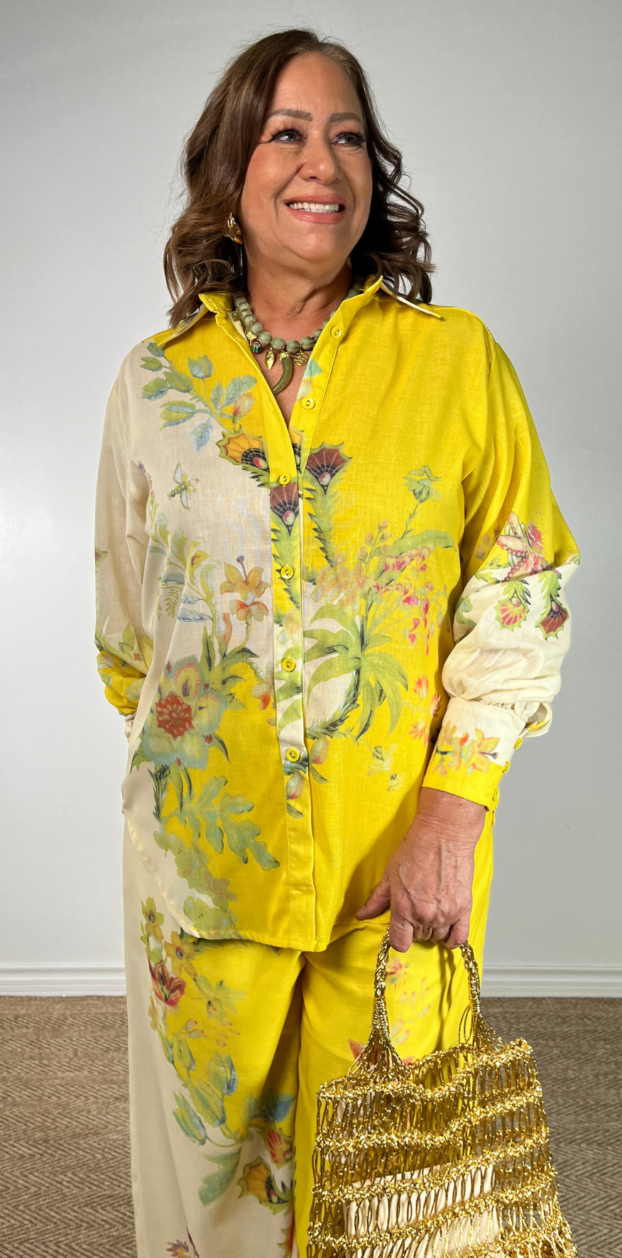 Yellow Botanical Linen Blouse
