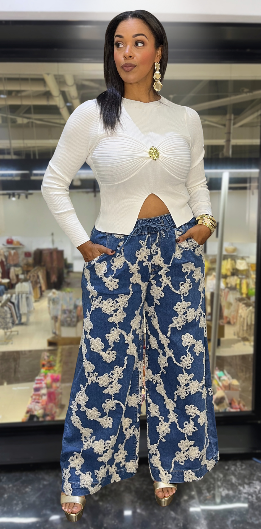 White Details Blue Jeans