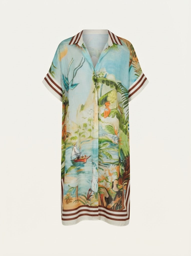 Graphic Tropical Midi Dress