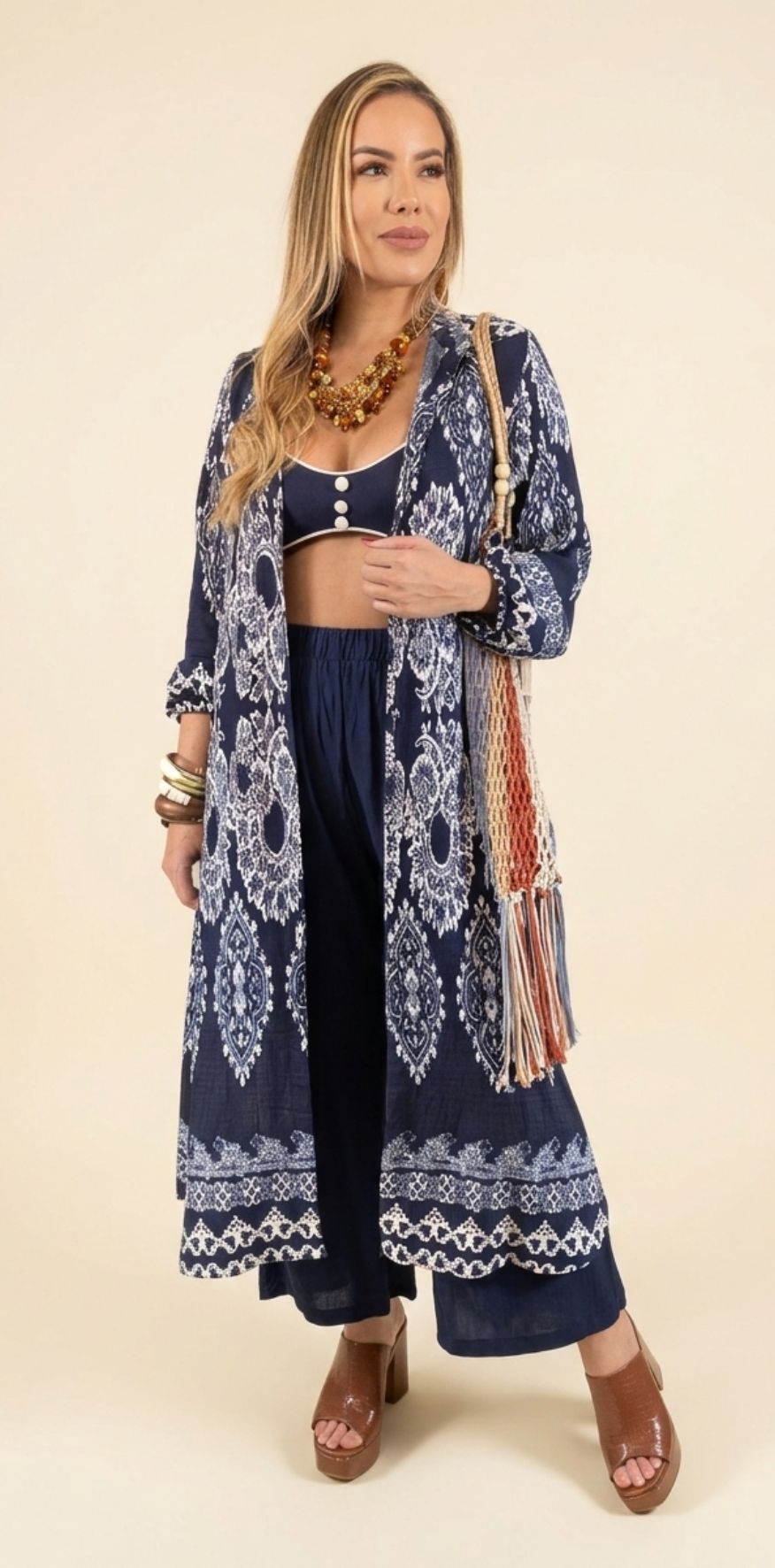 Ikat Print Maxi Dress