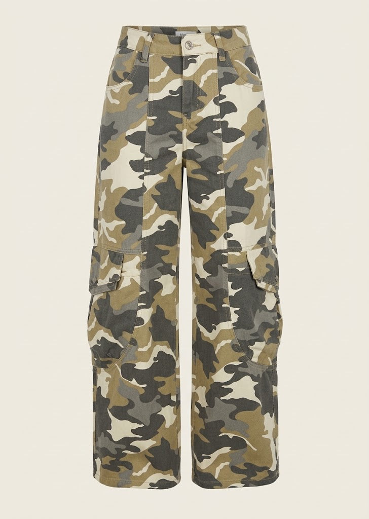 Camo Print Cargo Utility Trousers