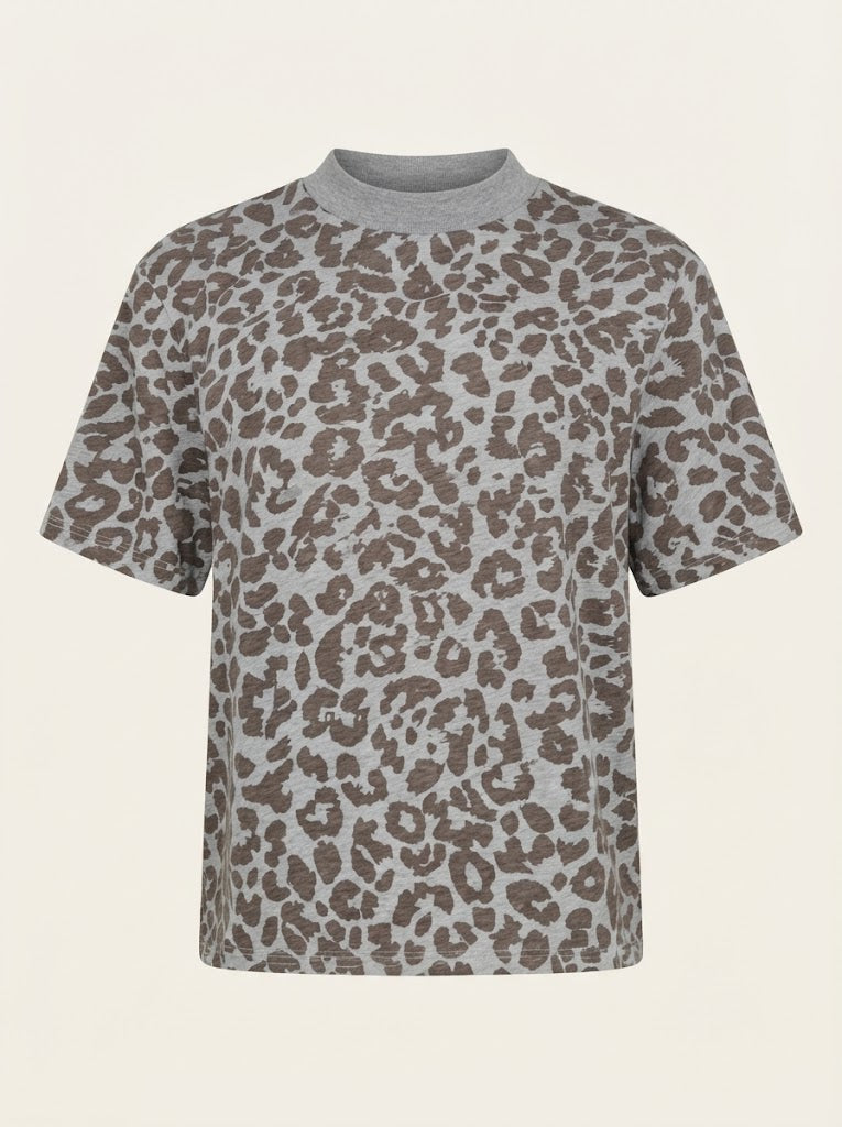 Leopard Print Mock Neck Tee