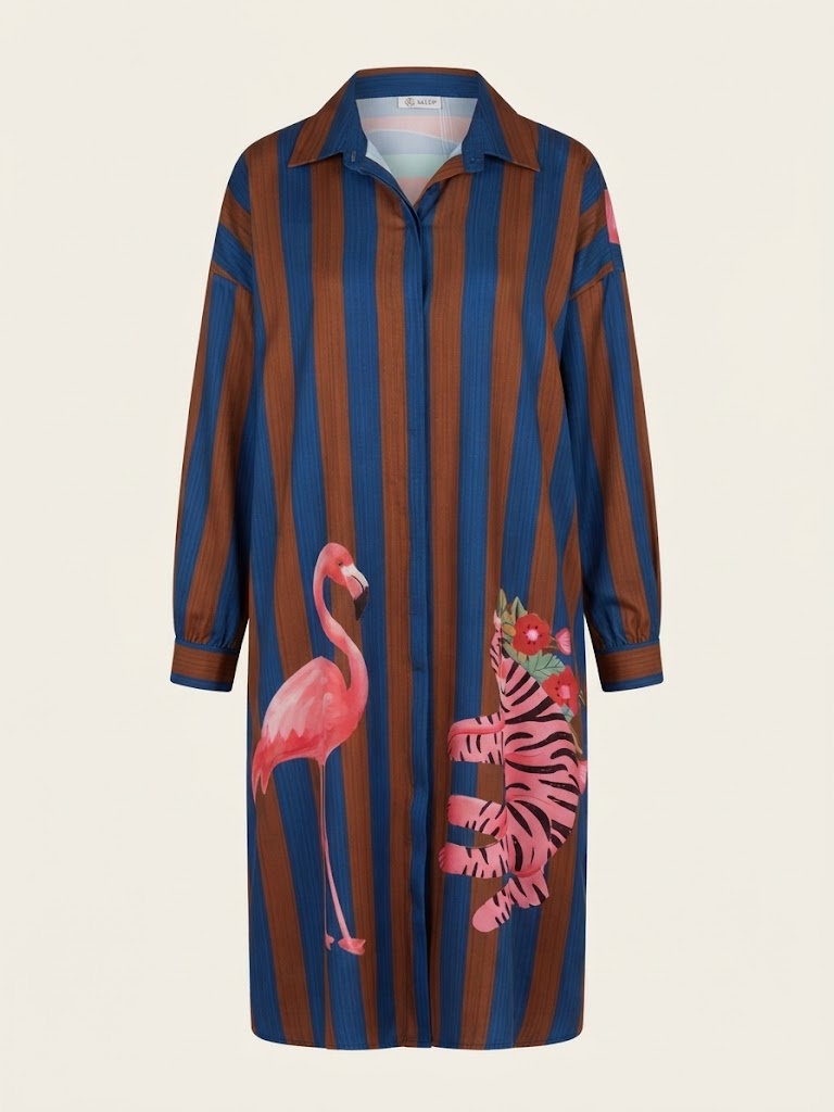 Striped Animal Graphic Dress