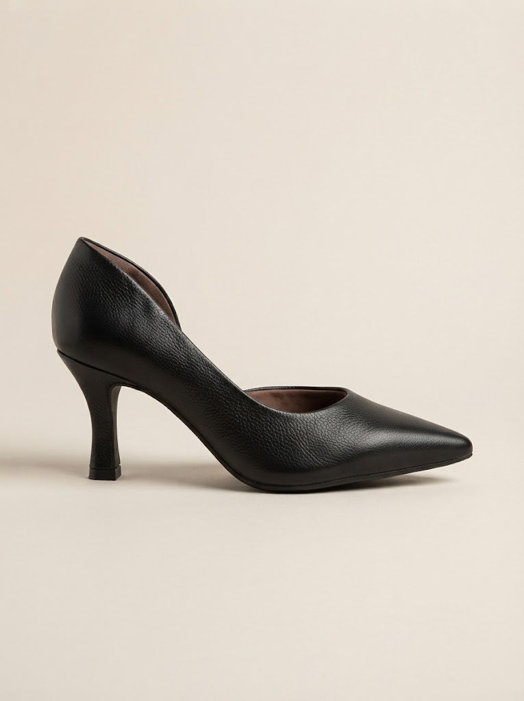 Sculpted Collar Pointed Toe Pumps