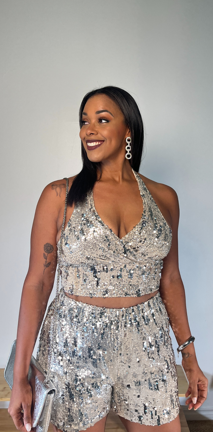 Silver Sequin Crop Top