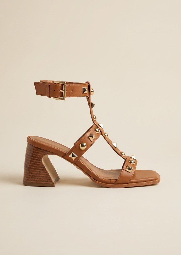 Studded Sculpted Block Heels
