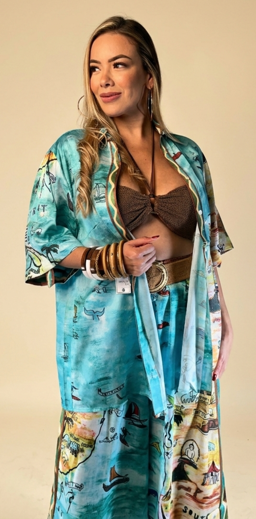 Turquoise Cartographic Print Shirt