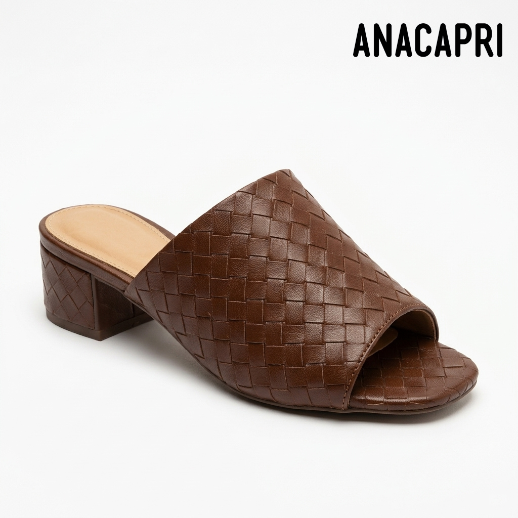 Mocha Woven Block Mules