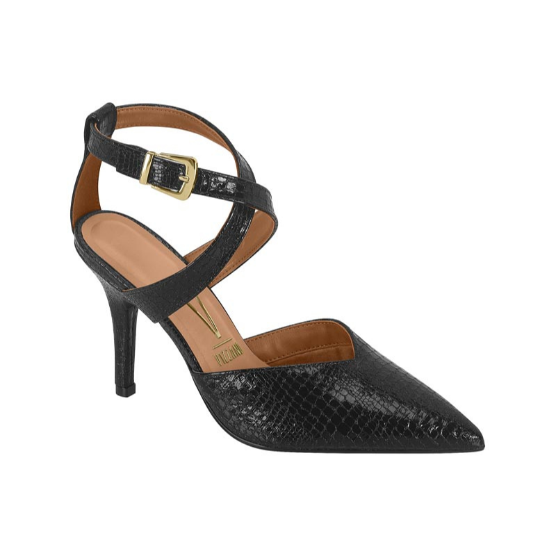 Textured Black Strappy Heels