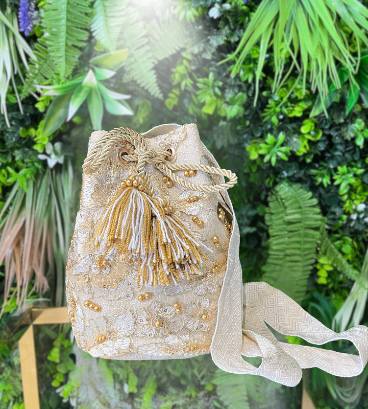 Gold Sequin Beige Bag