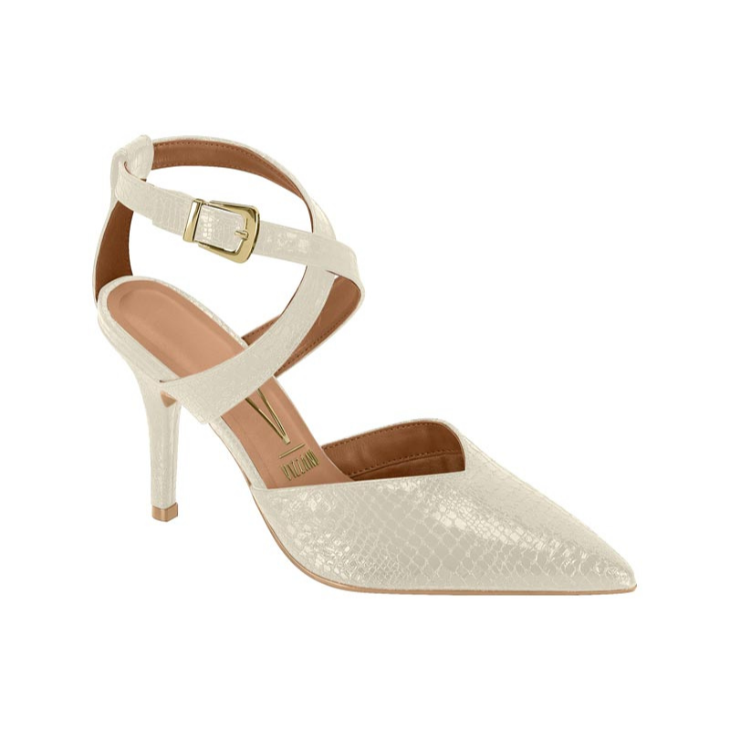 Textured White Strappy Heels