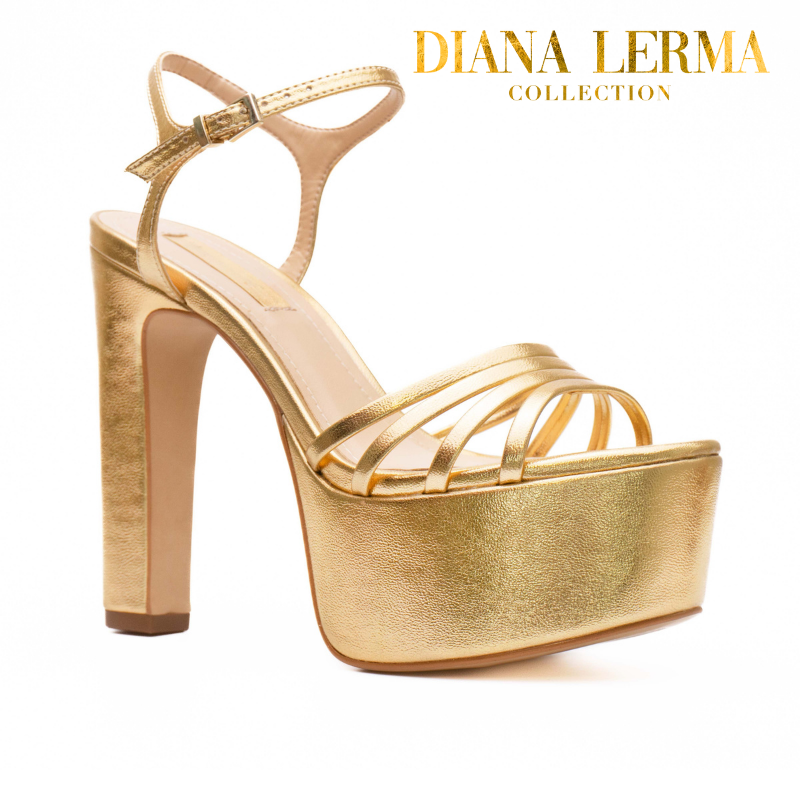 Gold Straps Block Heels