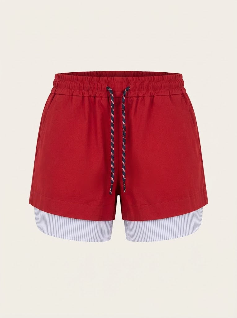 Layered Trim Casual Shorts