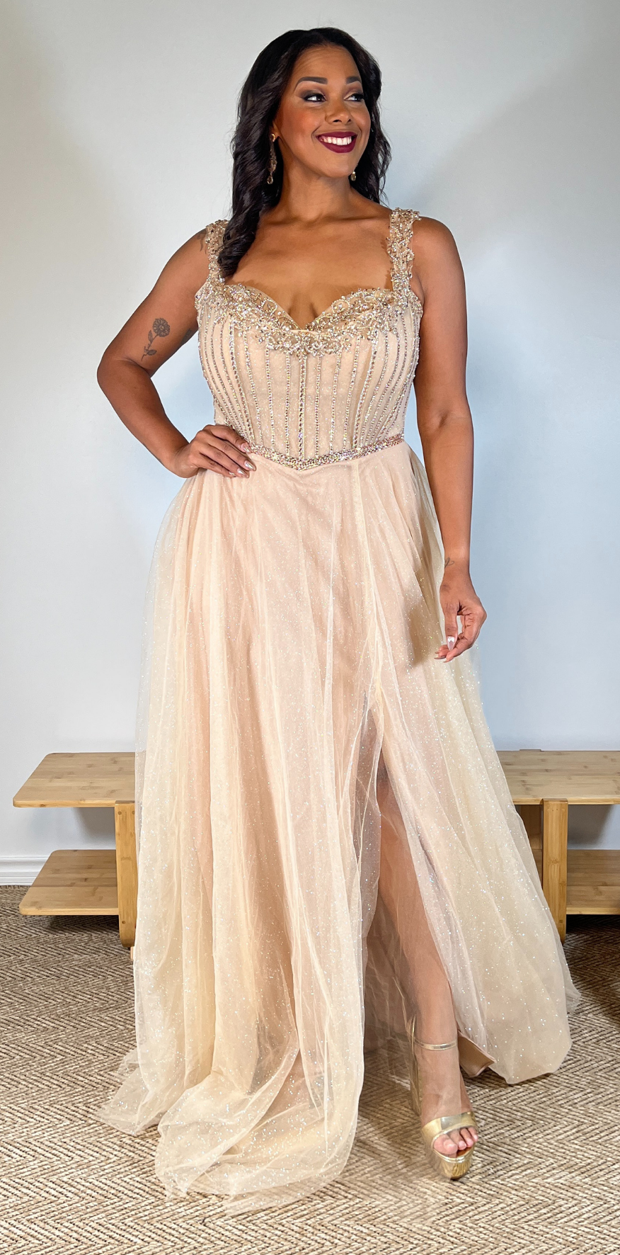Glitter Champagne Dress