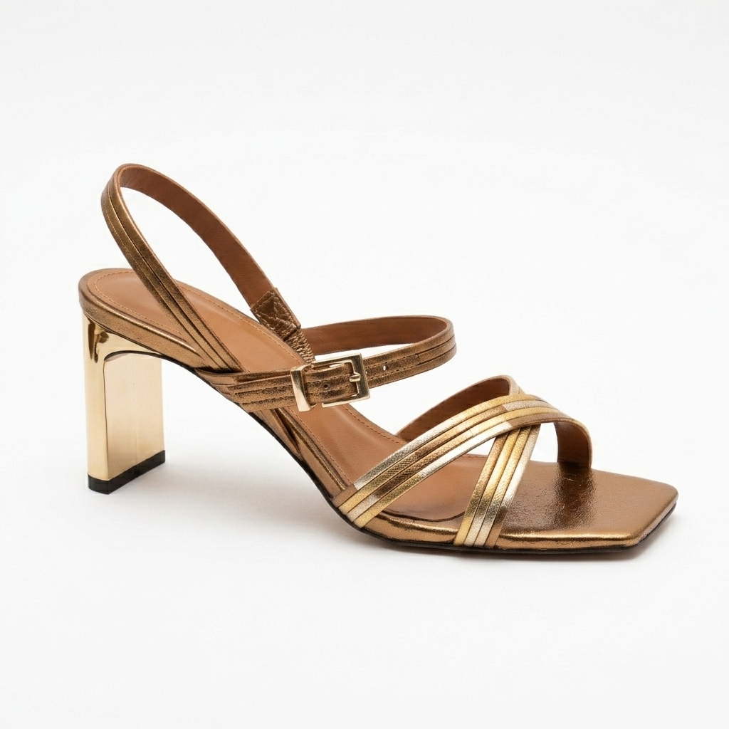 Bronze Strappy Heels
