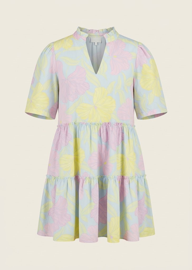 Pastel Floral Puff Minidress