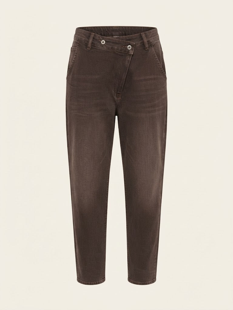 Asymmetric Waist Denim Pants
