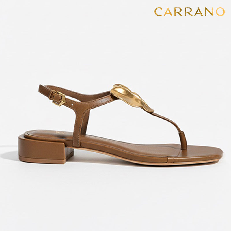 Gold Detail Brown Sandals