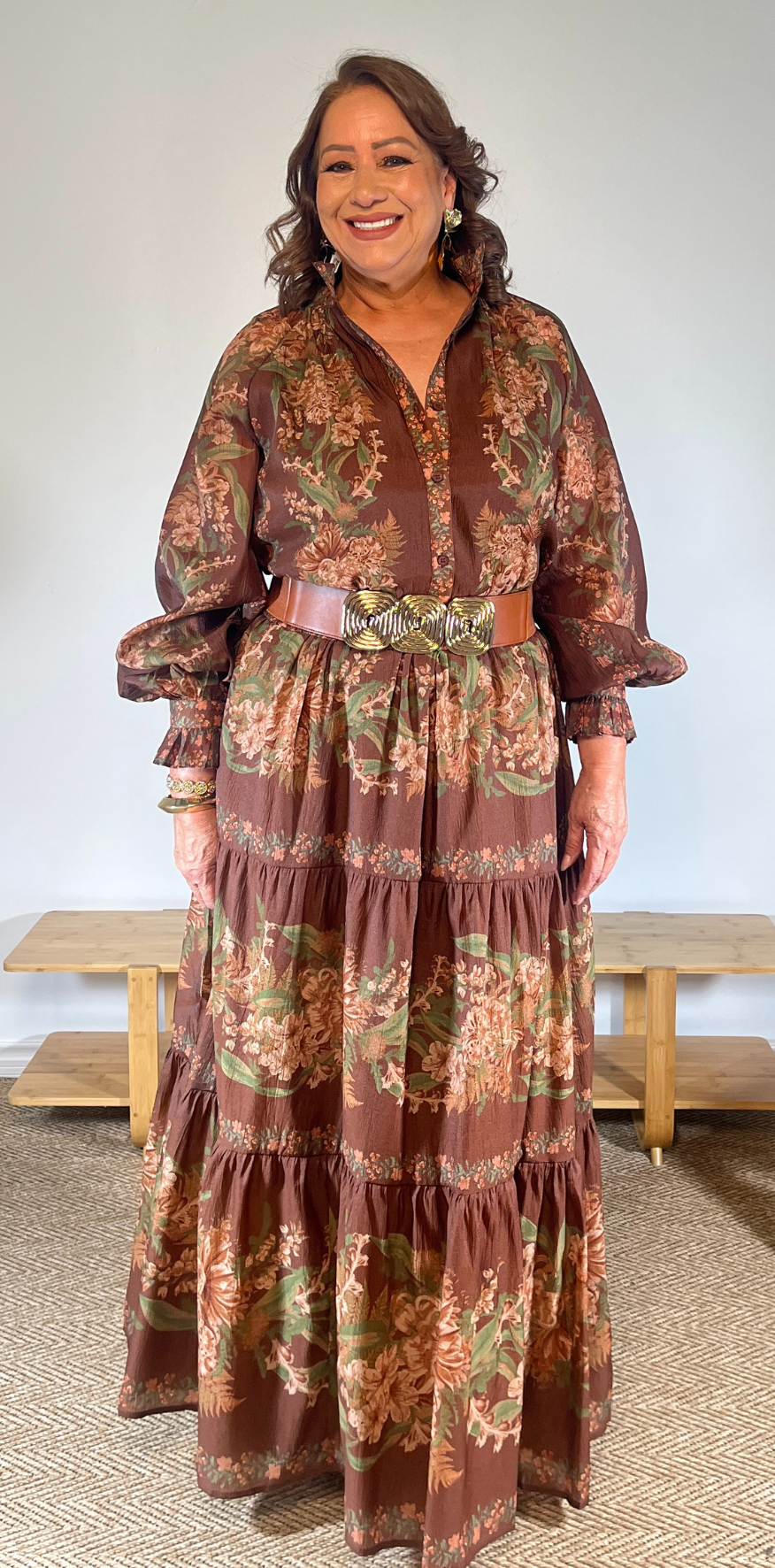 Brown Floral Print Skirt