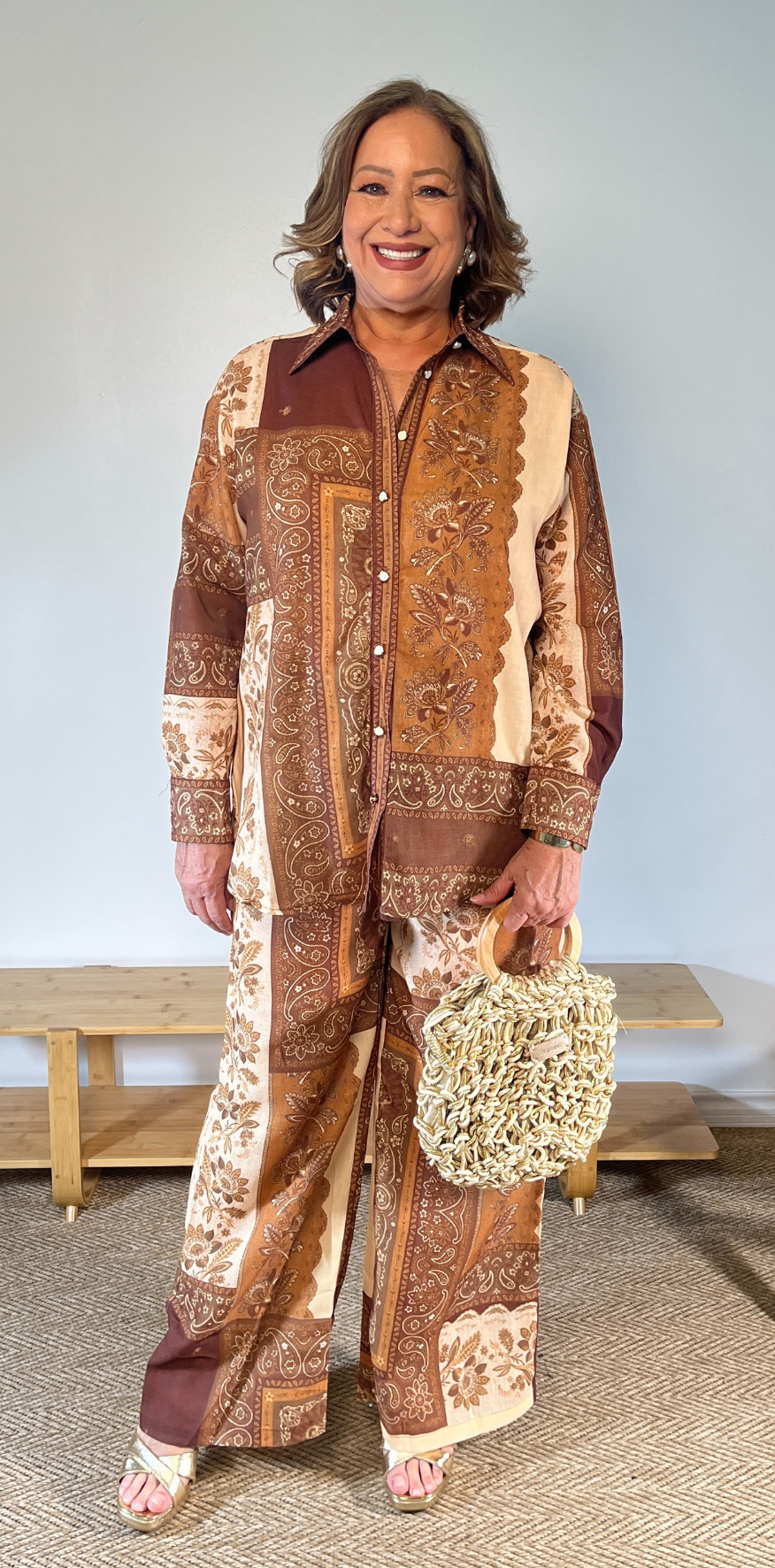 Brown & Beige Paisley Pants