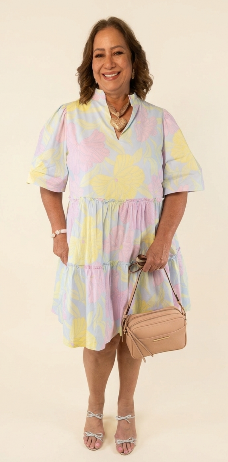 Pastel Floral Puff Minidress