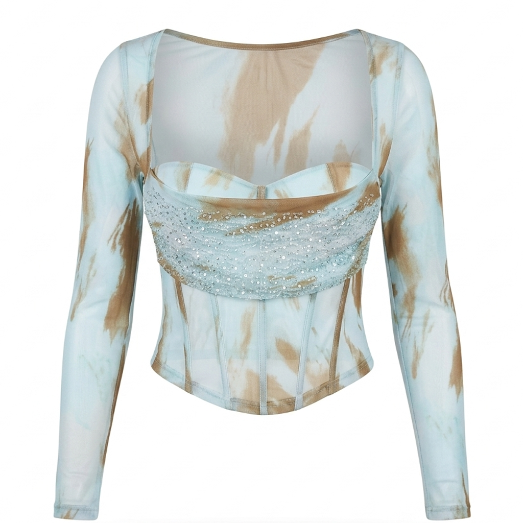 Blue Long Sleeve Corset