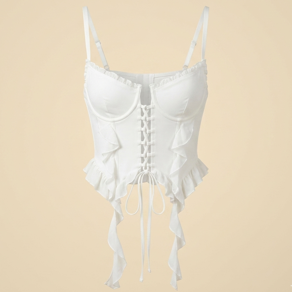 White Lace Tied Corset
