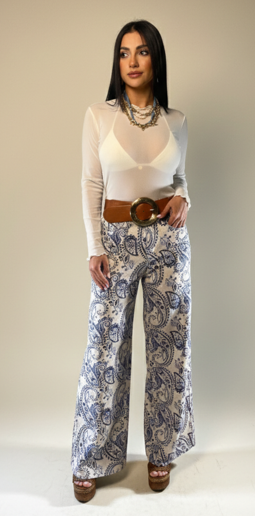 Ivory Denim Paisley Jeans