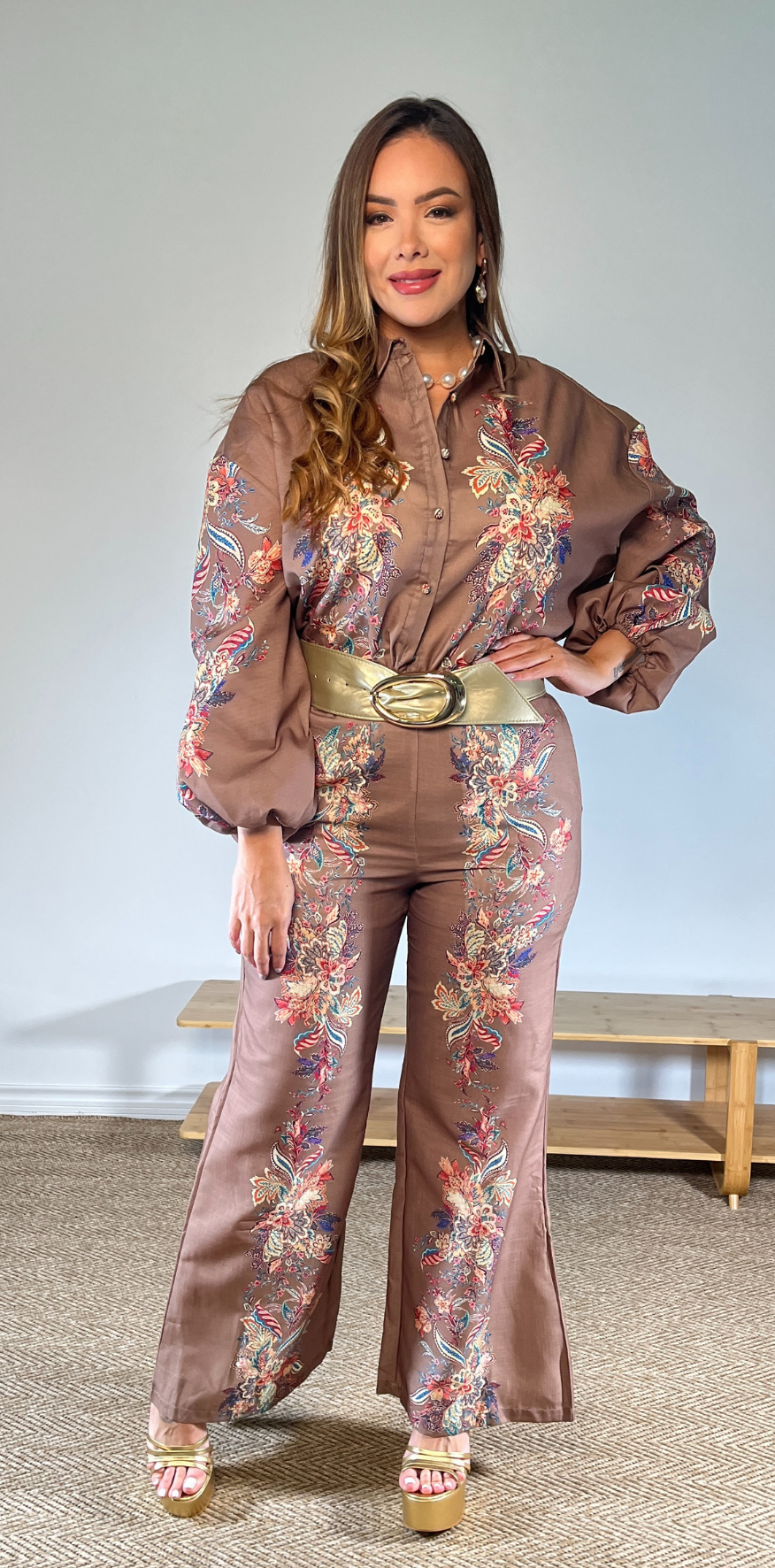 Floral Print Mocha Pants